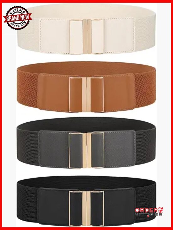 4 Pack Stretch Elastic Waist Belts for Dresses main image 4